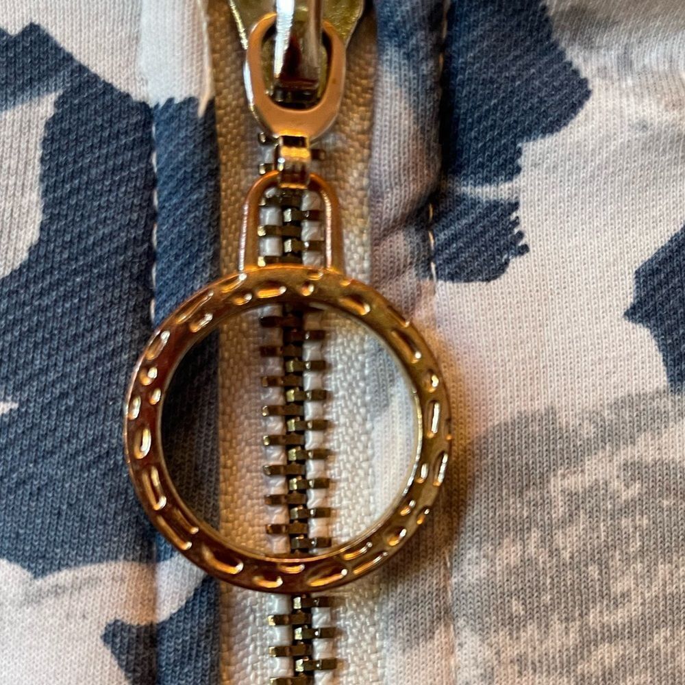 PINK AND BLUE FLORAL XINWEI ZIPPERED HOODIE PLUS SIZE 52 - Picture 4 of 8